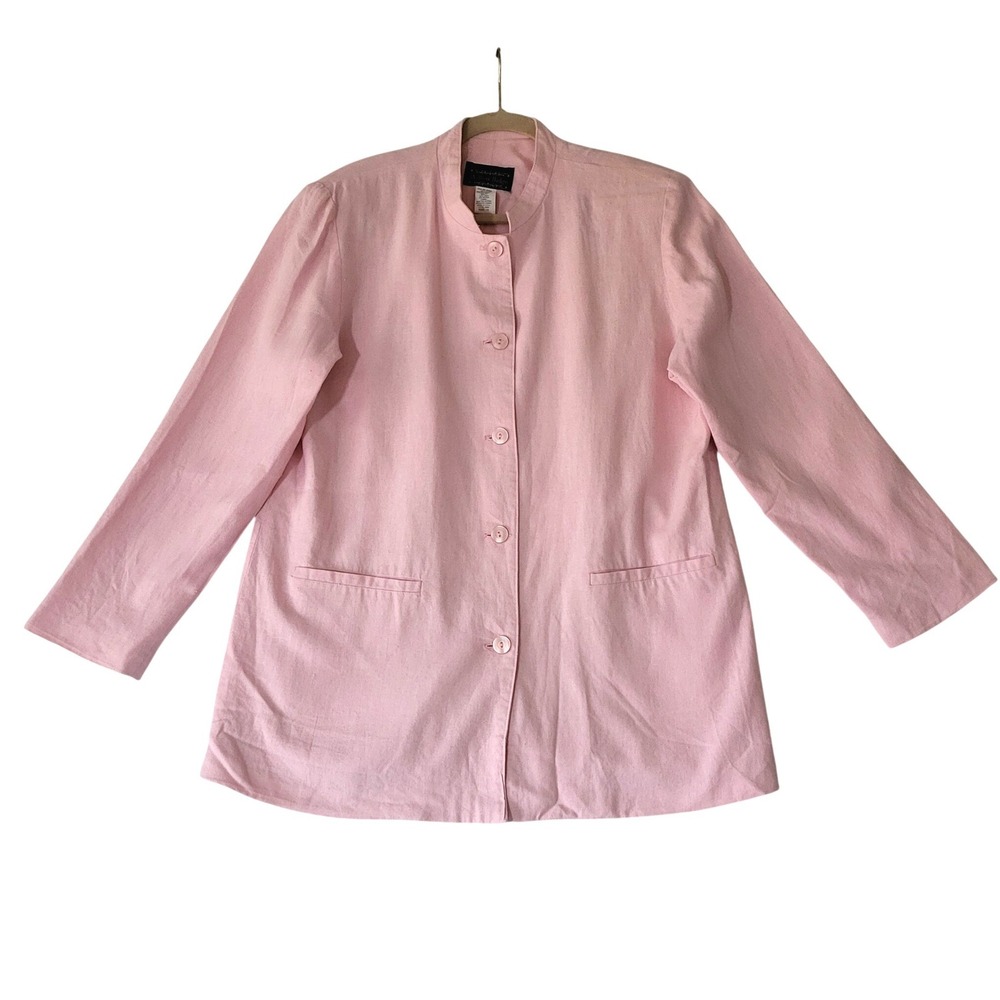 Vintage Willow Ridge Pink Blazer Womens 16 Linen‎ Blend Jacket Buttons Pockets